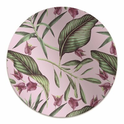 Desk chair mat pink flowers