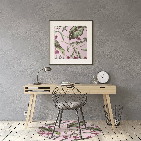 Desk chair mat pink flowers