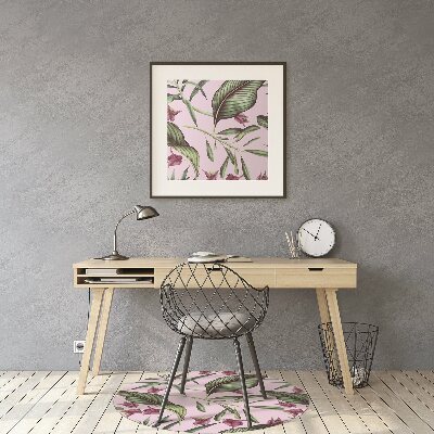 Desk chair mat pink flowers