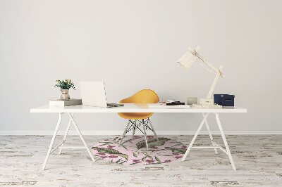 Desk chair mat pink flowers