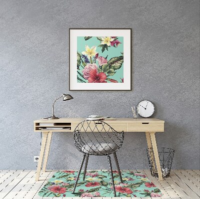 Office chair mat Leaves and flowers