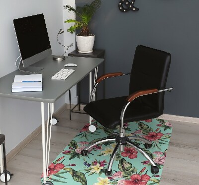 Office chair mat Leaves and flowers