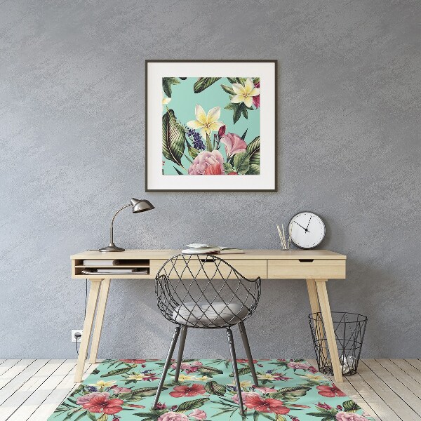 Office chair mat Leaves and flowers