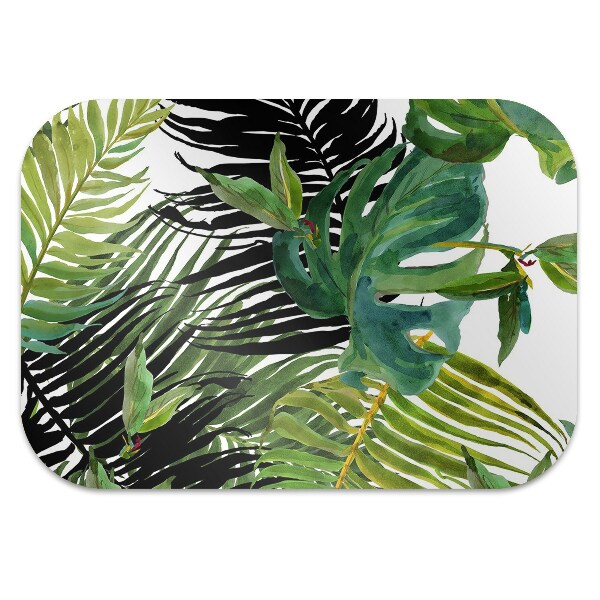 Office chair mat tropical leaves