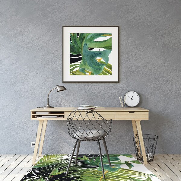Office chair mat tropical leaves