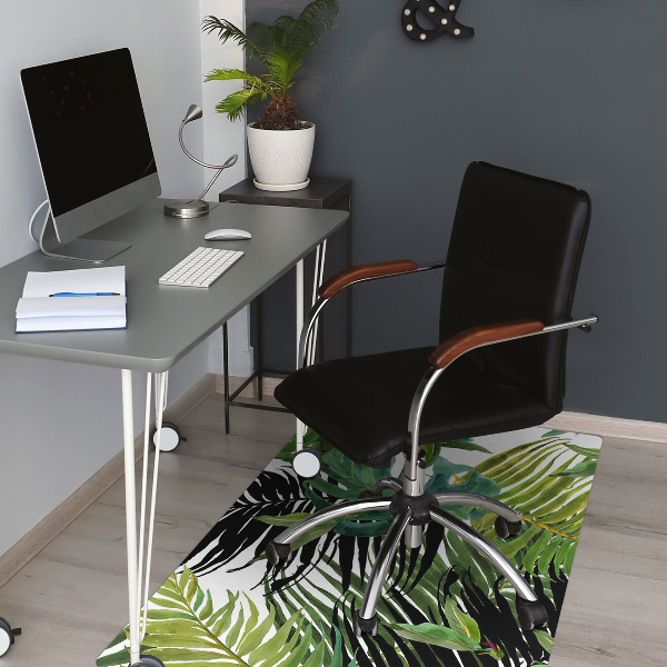 Office chair mat tropical leaves