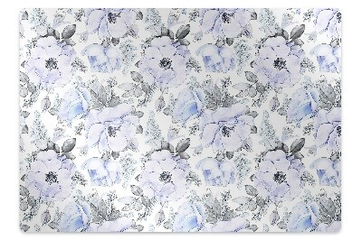 Office chair mat blue roses