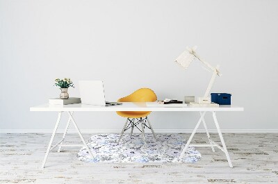 Office chair mat blue roses