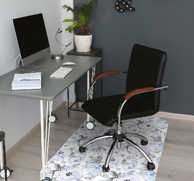 Office chair mat blue roses