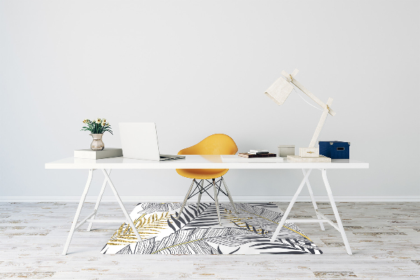 Office chair floor protector Golden palm leaves