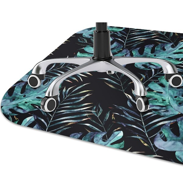 Desk chair mat dark leaves
