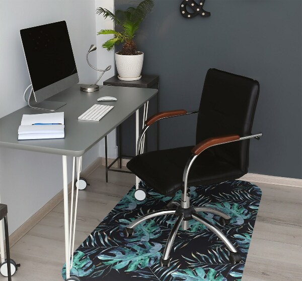 Desk chair mat dark leaves