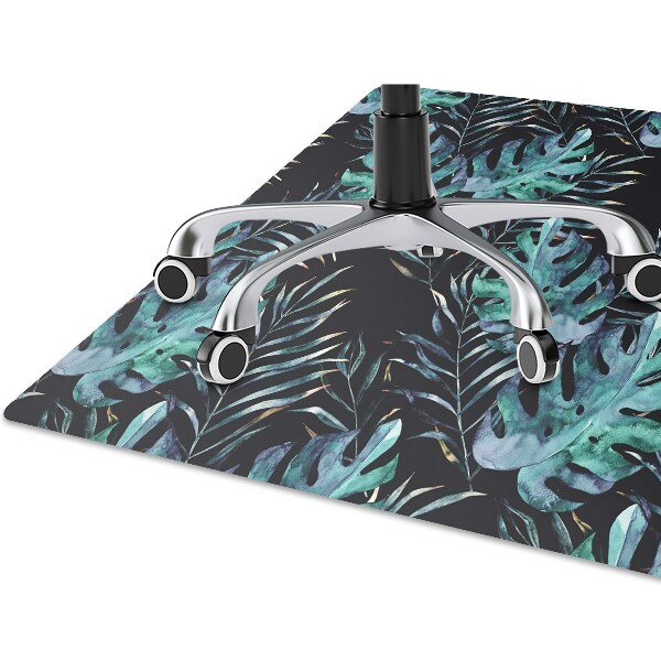 Desk chair mat dark leaves