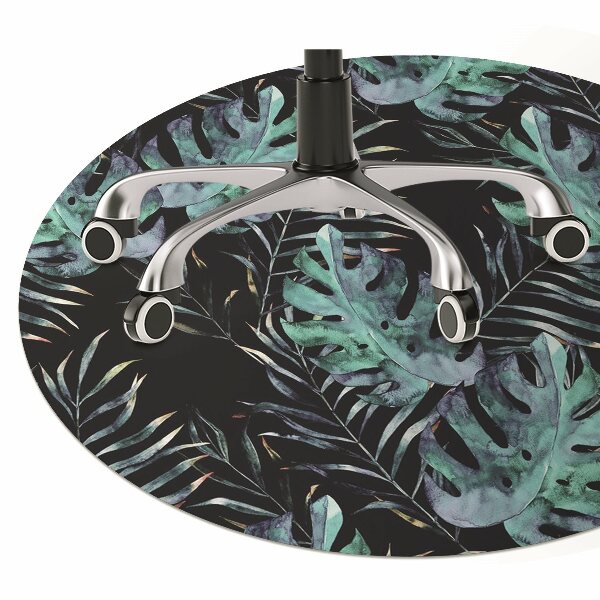 Desk chair mat dark leaves