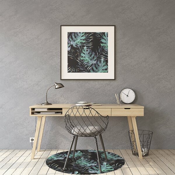 Desk chair mat dark leaves