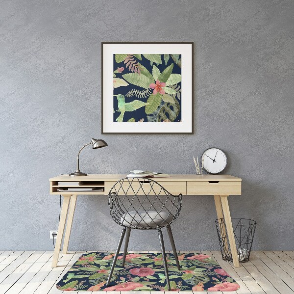 Chair mat floor panels protector Parrot in the jungle