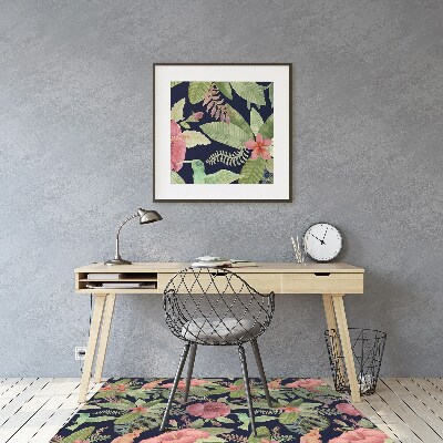 Chair mat floor panels protector Parrot in the jungle