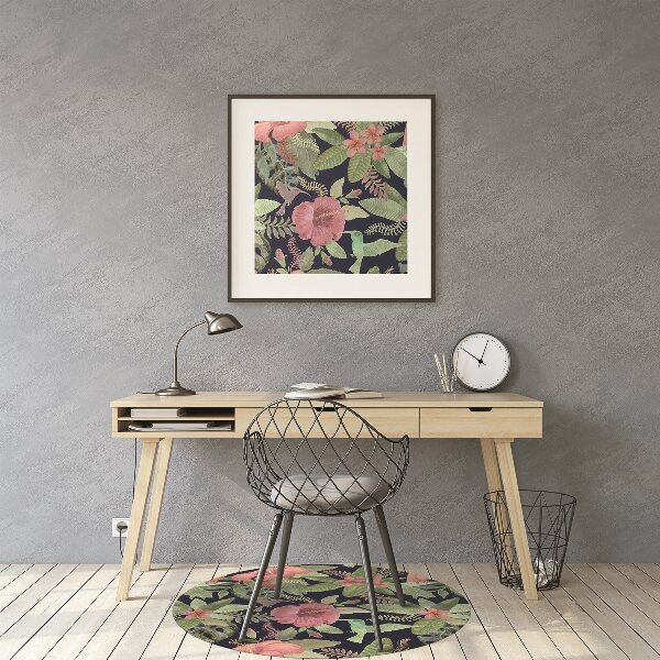 Chair mat floor panels protector Parrot in the jungle