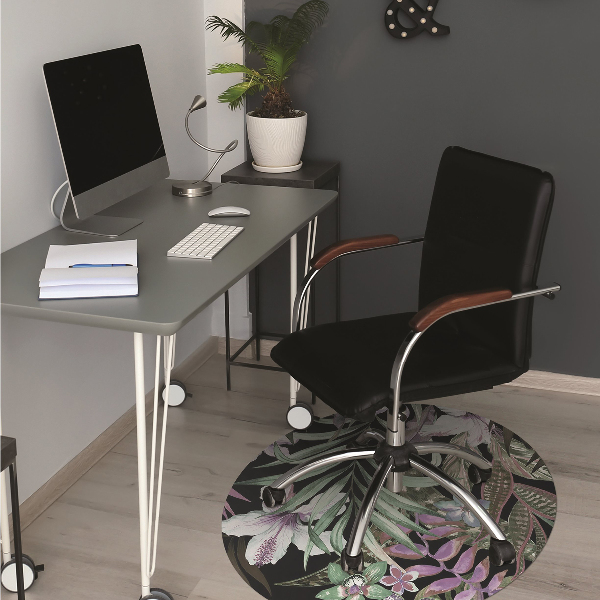 Office chair floor protector palm flowers