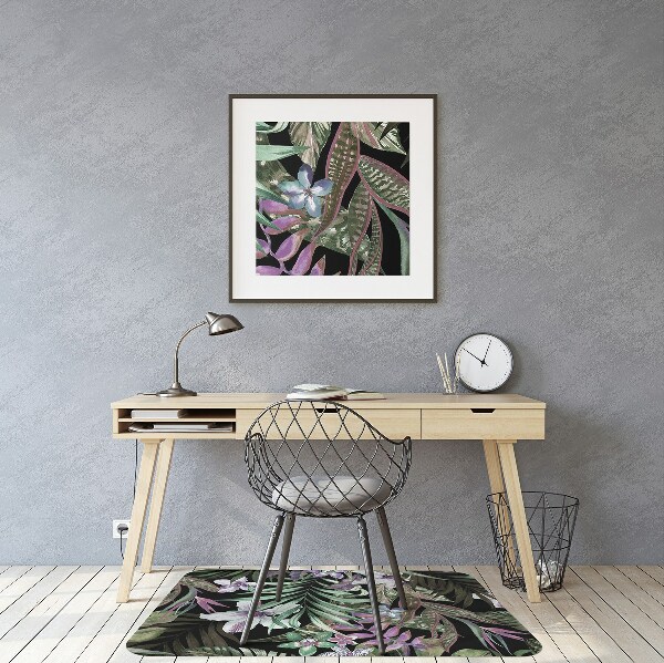 Office chair floor protector palm flowers