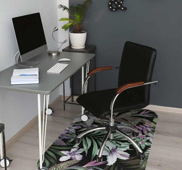 Office chair floor protector palm flowers