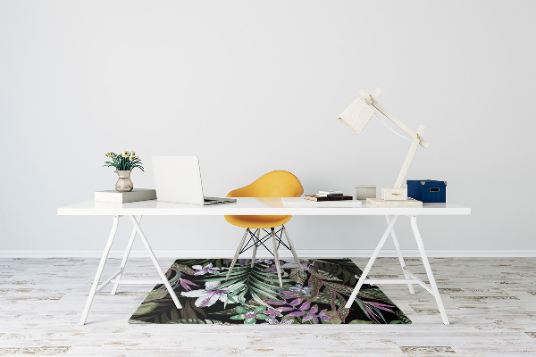 Office chair floor protector palm flowers