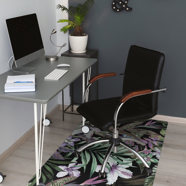 Office chair floor protector palm flowers