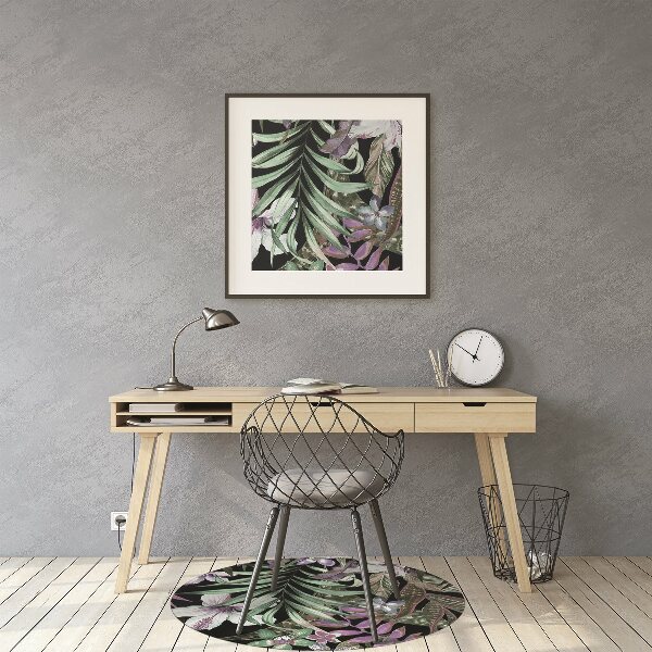 Office chair floor protector palm flowers