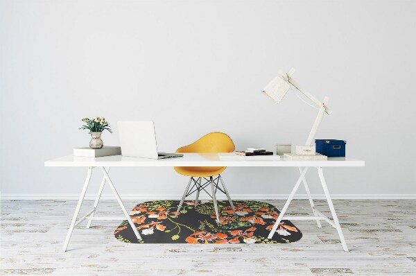 Office chair mat red flowers