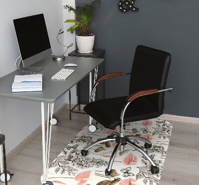 Office chair mat Flowers and butterflies