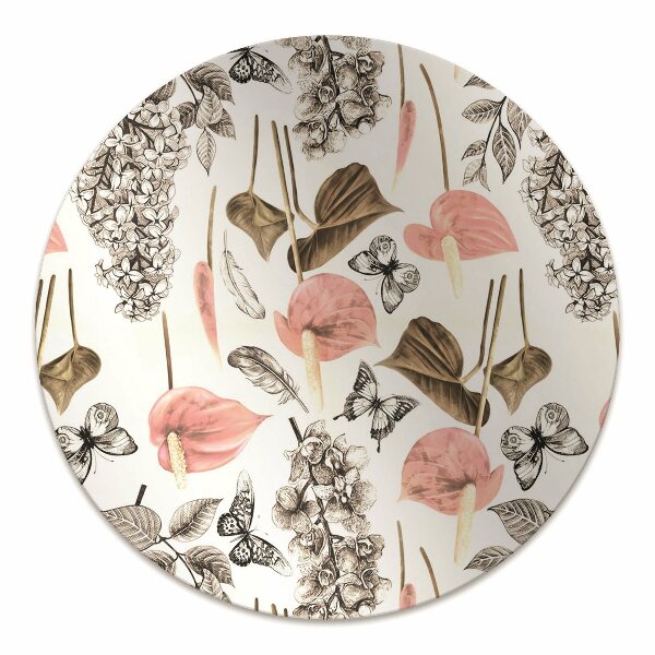 Office chair mat Flowers and butterflies