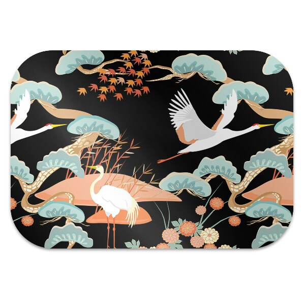 Office chair mat painted herons