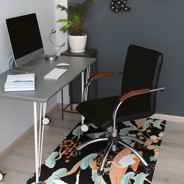 Office chair mat painted herons