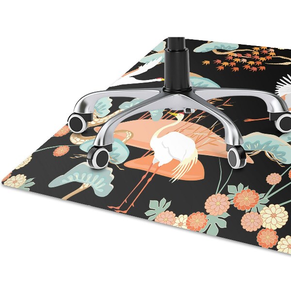 Office chair mat painted herons