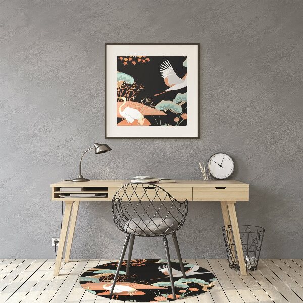 Office chair mat painted herons