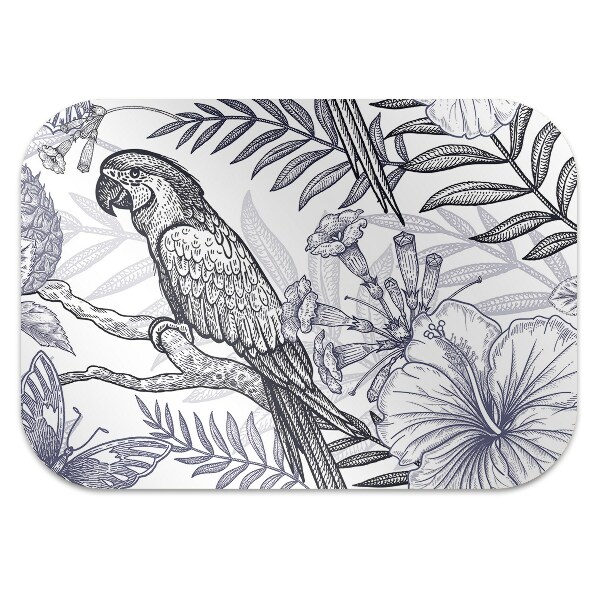 Office chair mat drawn parrot