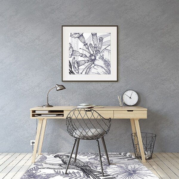 Office chair mat drawn parrot