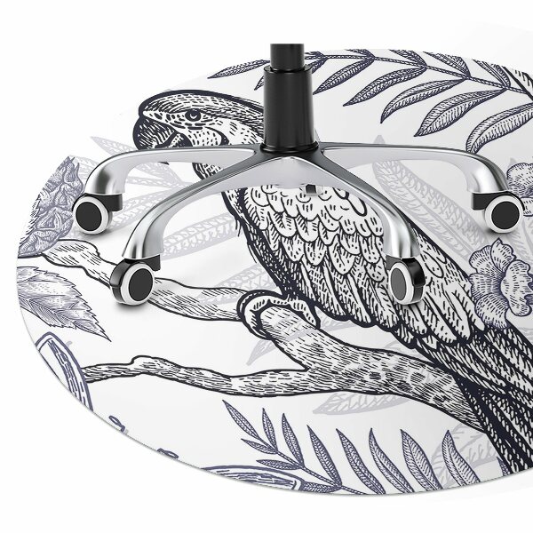 Office chair mat drawn parrot