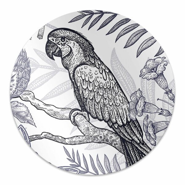 Office chair mat drawn parrot