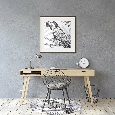 Office chair mat drawn parrot
