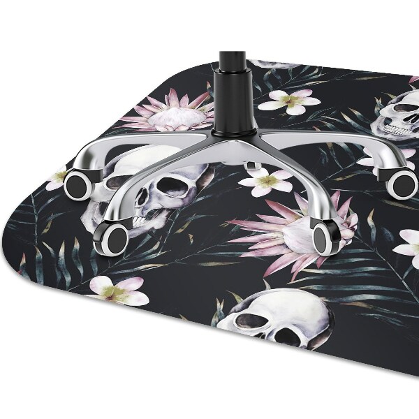 Chair mat floor panels protector Skull and leaves