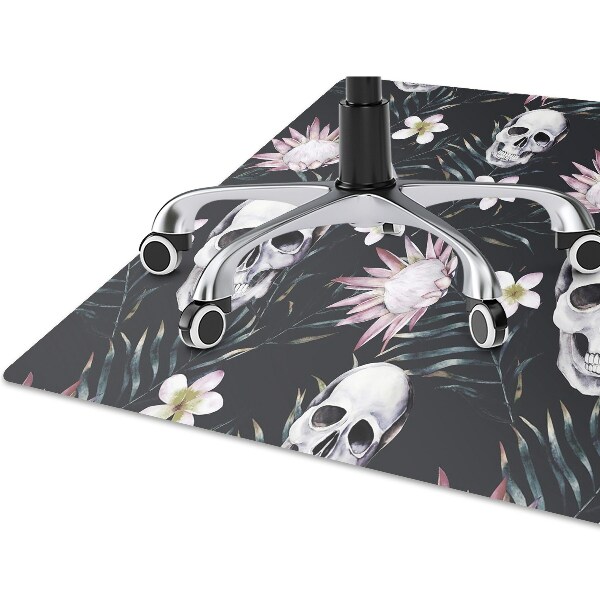 Chair mat floor panels protector Skull and leaves