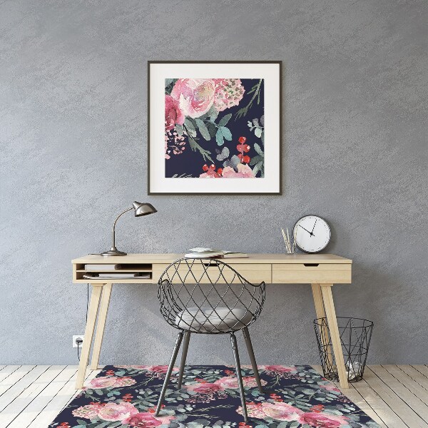 Office chair mat Flowers and leaves