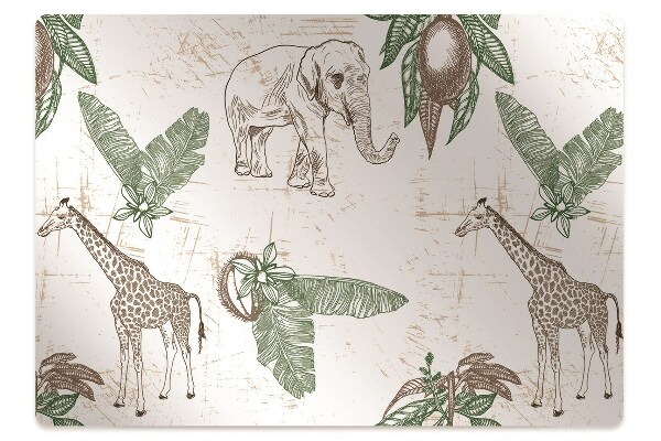Office chair mat Giraffes and Elephants