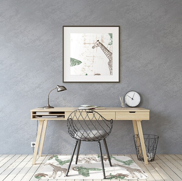 Office chair mat Giraffes and Elephants