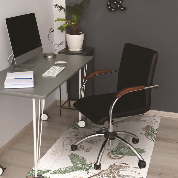 Office chair mat Giraffes and Elephants