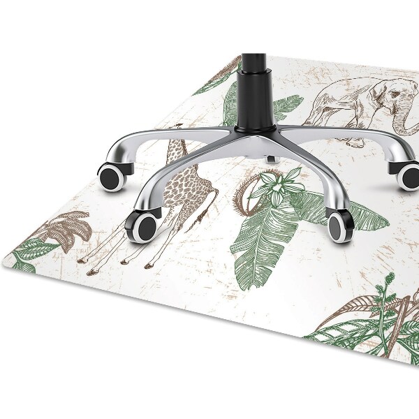 Office chair mat Giraffes and Elephants