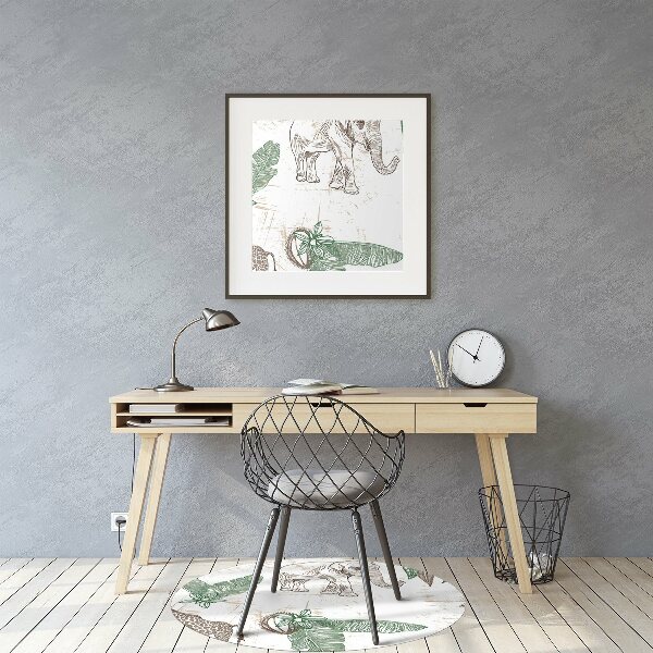 Office chair mat Giraffes and Elephants