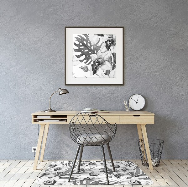 Office chair mat Leaves and flowers