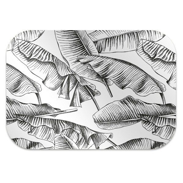 Desk chair mat black leaves